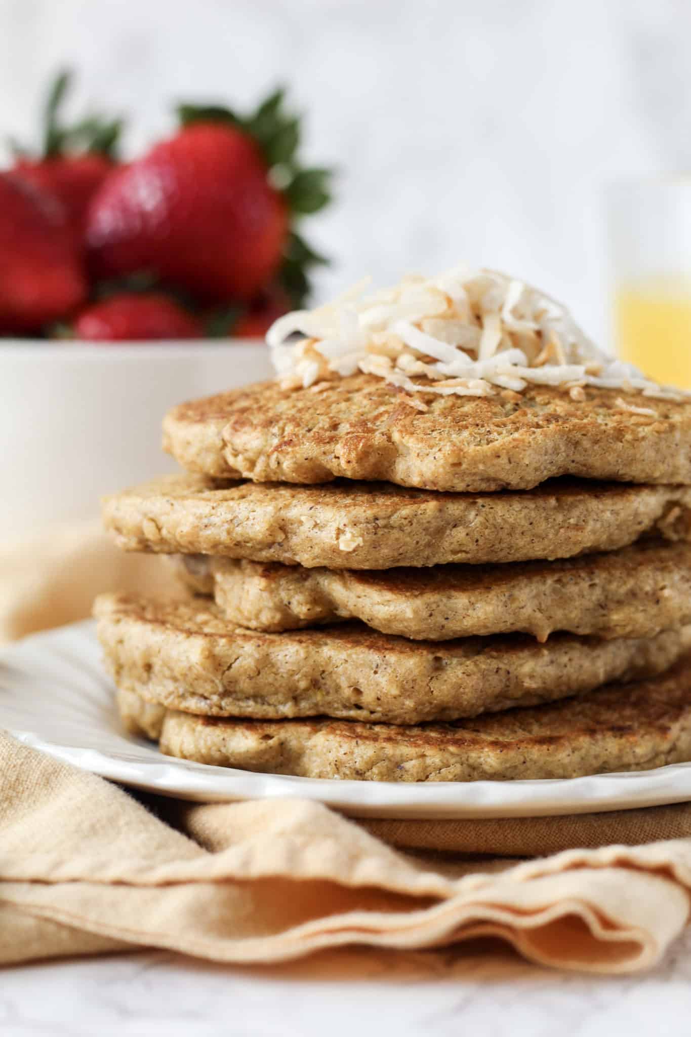 Toasted Coconut Oat Pancakes (gluten-free, dairy-free, refined sugar ...
